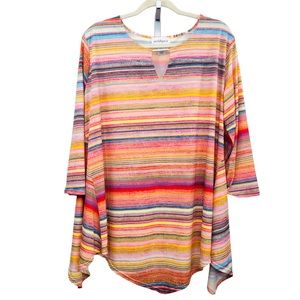 Peck & Peck Multicolor Stripe Tunic Blouse Top Shirt